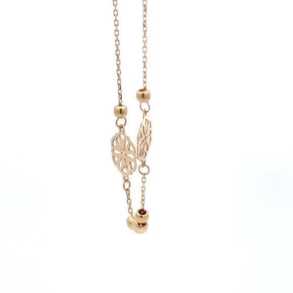 18K Gold Bracelet Flower Beads Charm 7 inches plus one inch Extension 1.50 grams - Picture 3 of 10